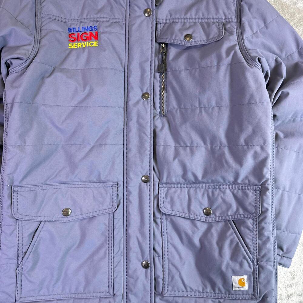 Carhartt Rain Defender Sherpa Lined Jacket Women’s M Hooded Workwear Embroidered - Picture 4 of 8